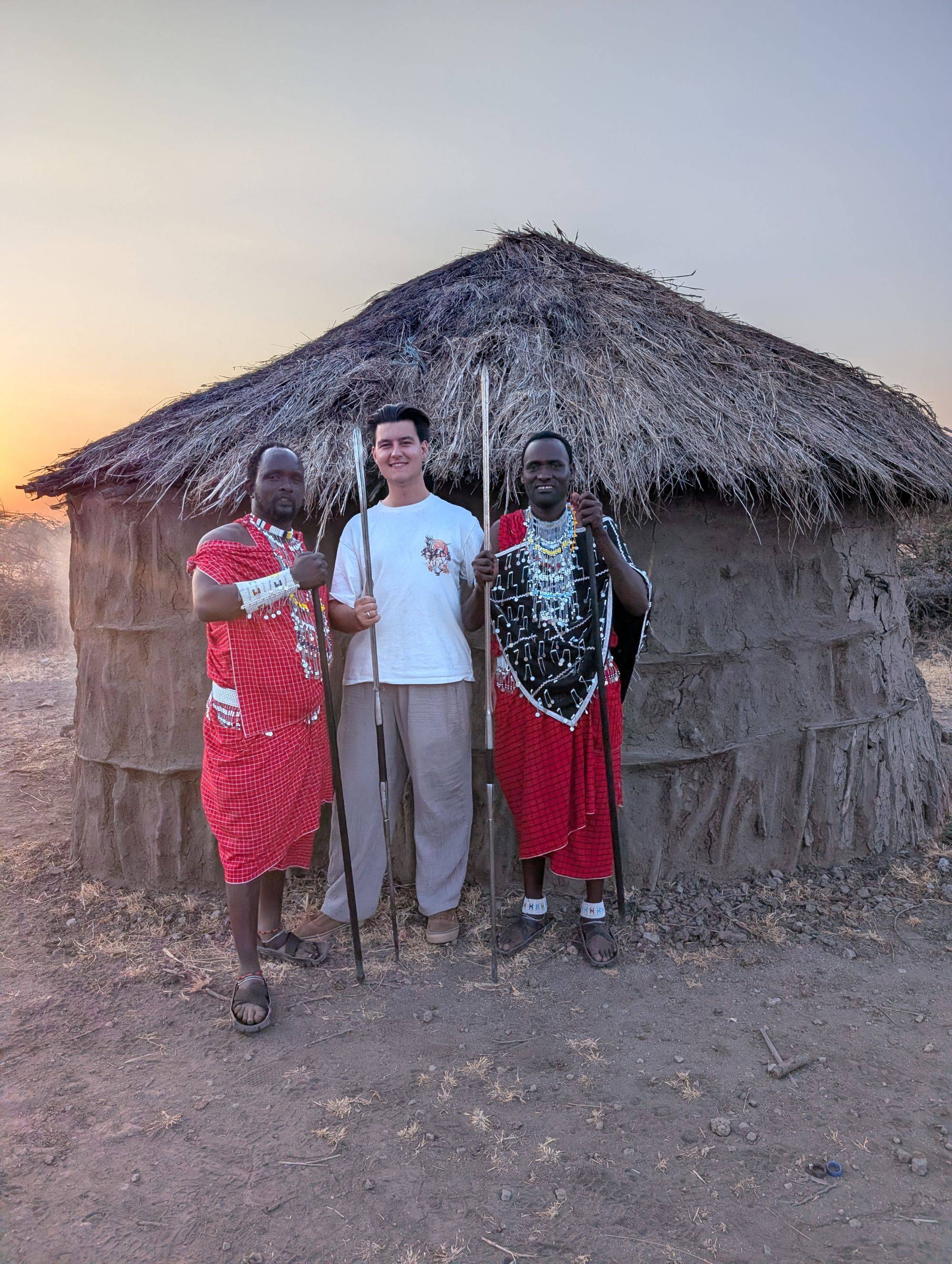 Serengeti Budget Safari guest visiting a Maasai village